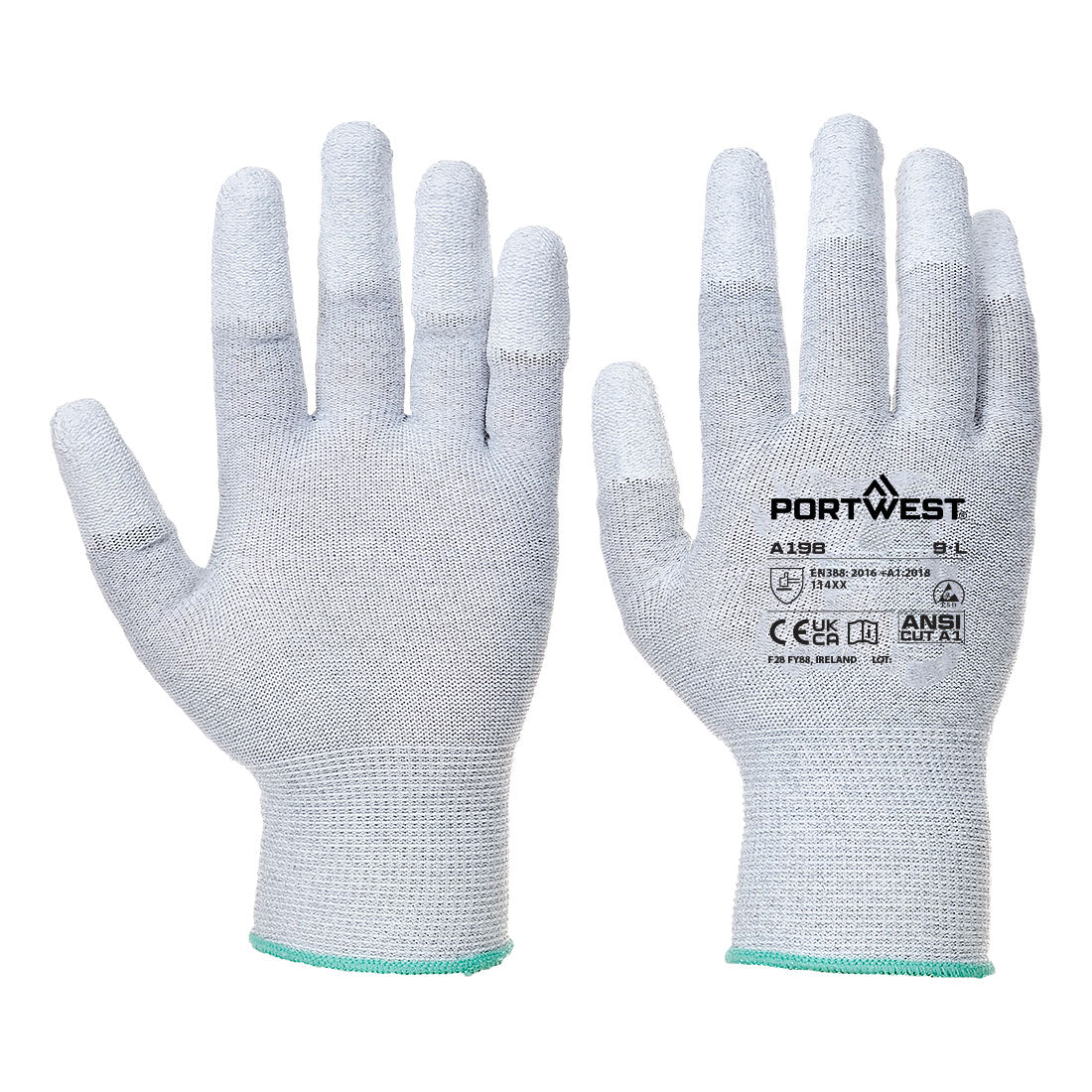 Portwest ESD 13 PU Fingertip Glove - Grey - A198GRR
