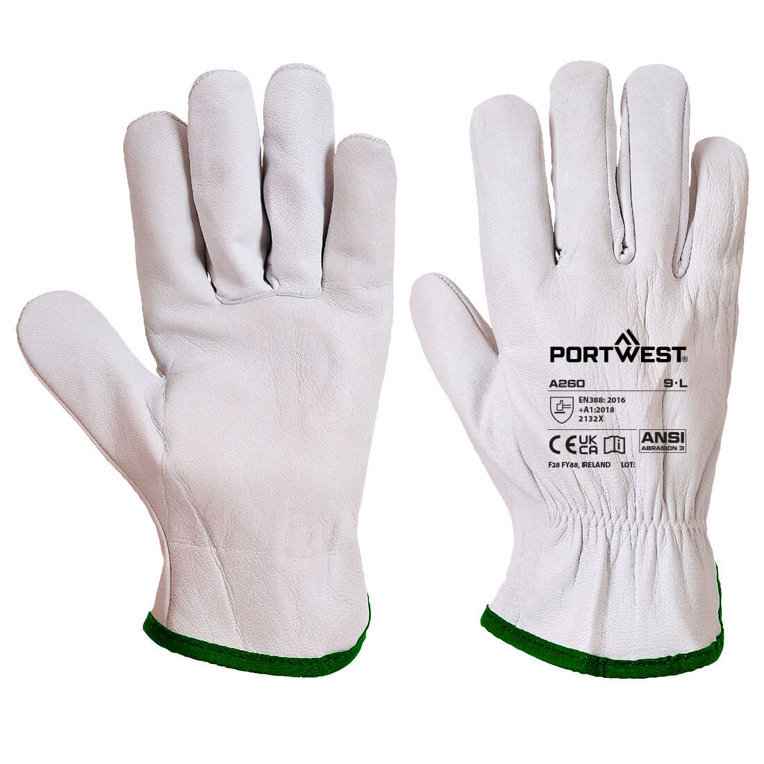 Portwest Leather Driver 115 Goat Grain Glove - Grey - A260GRR
