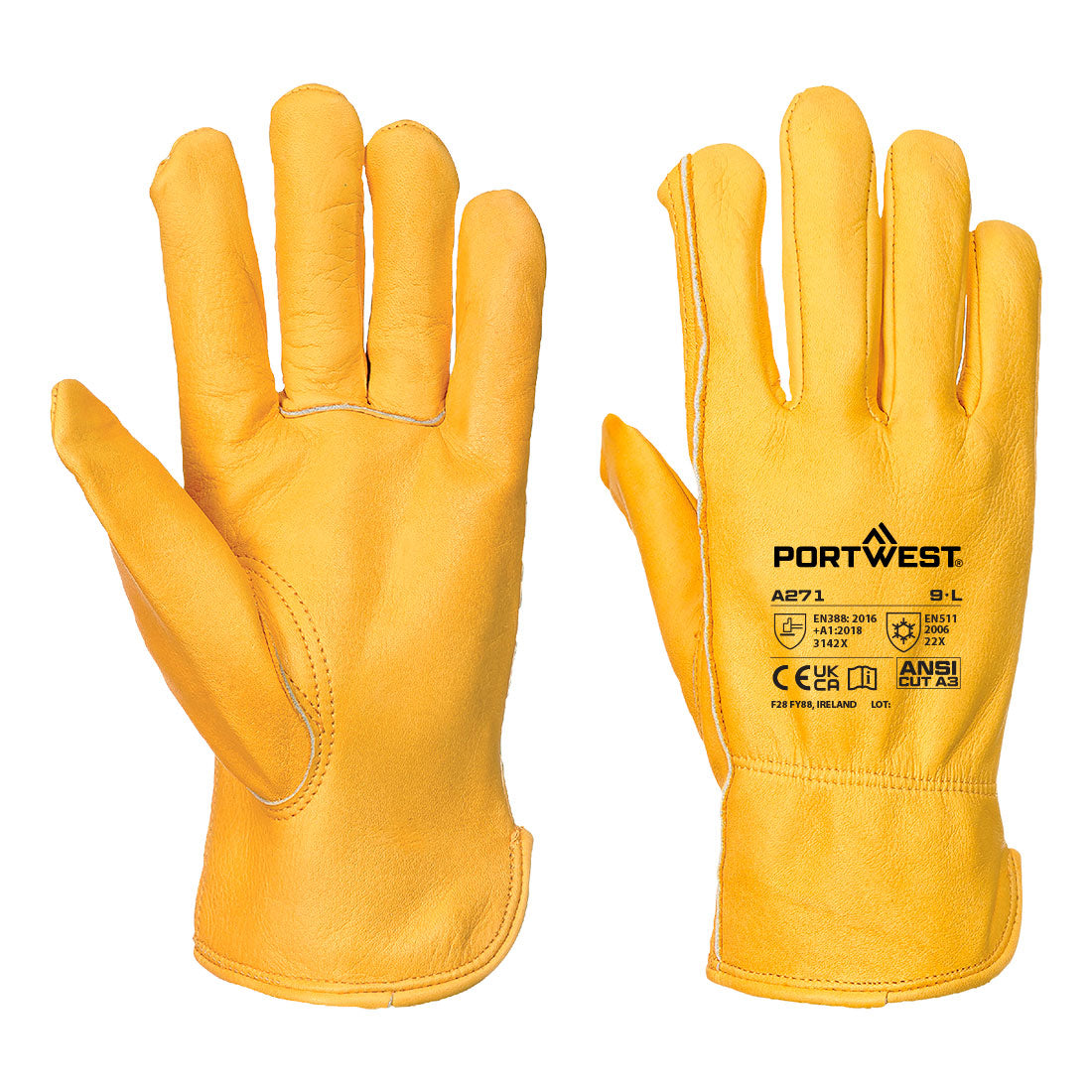 Portwest Cold 200 Cow Grain Driver Glove - Tan - A271TAR