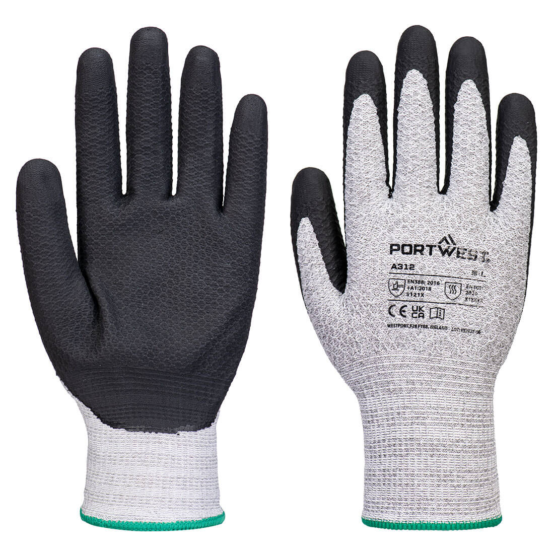 Portwest Grip 13 Nitrile Diamond Knit Glove - Grey/Black - A312G8R