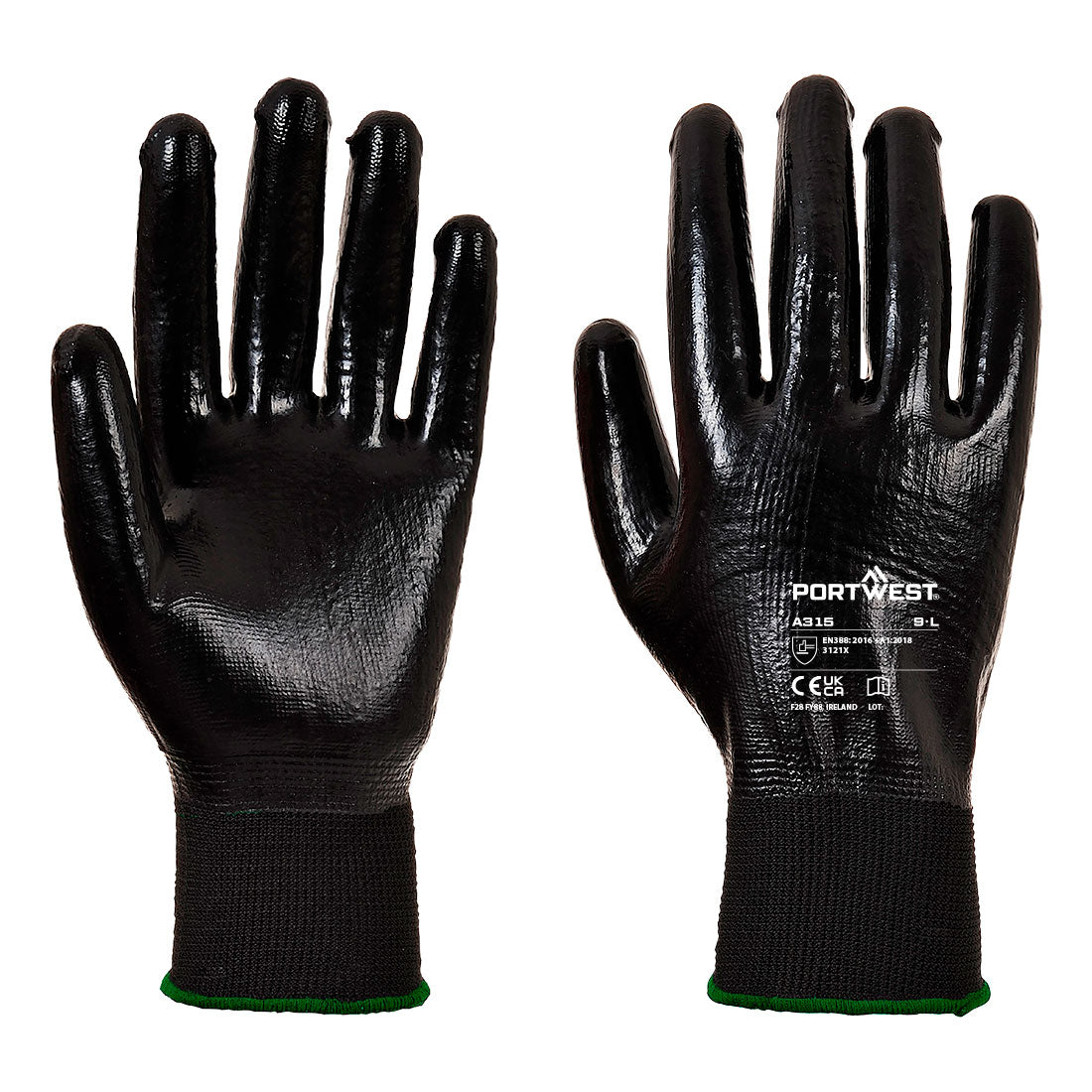 Portwest Grip 13 Full Coating Nitrile Glove - Black - A315K8R