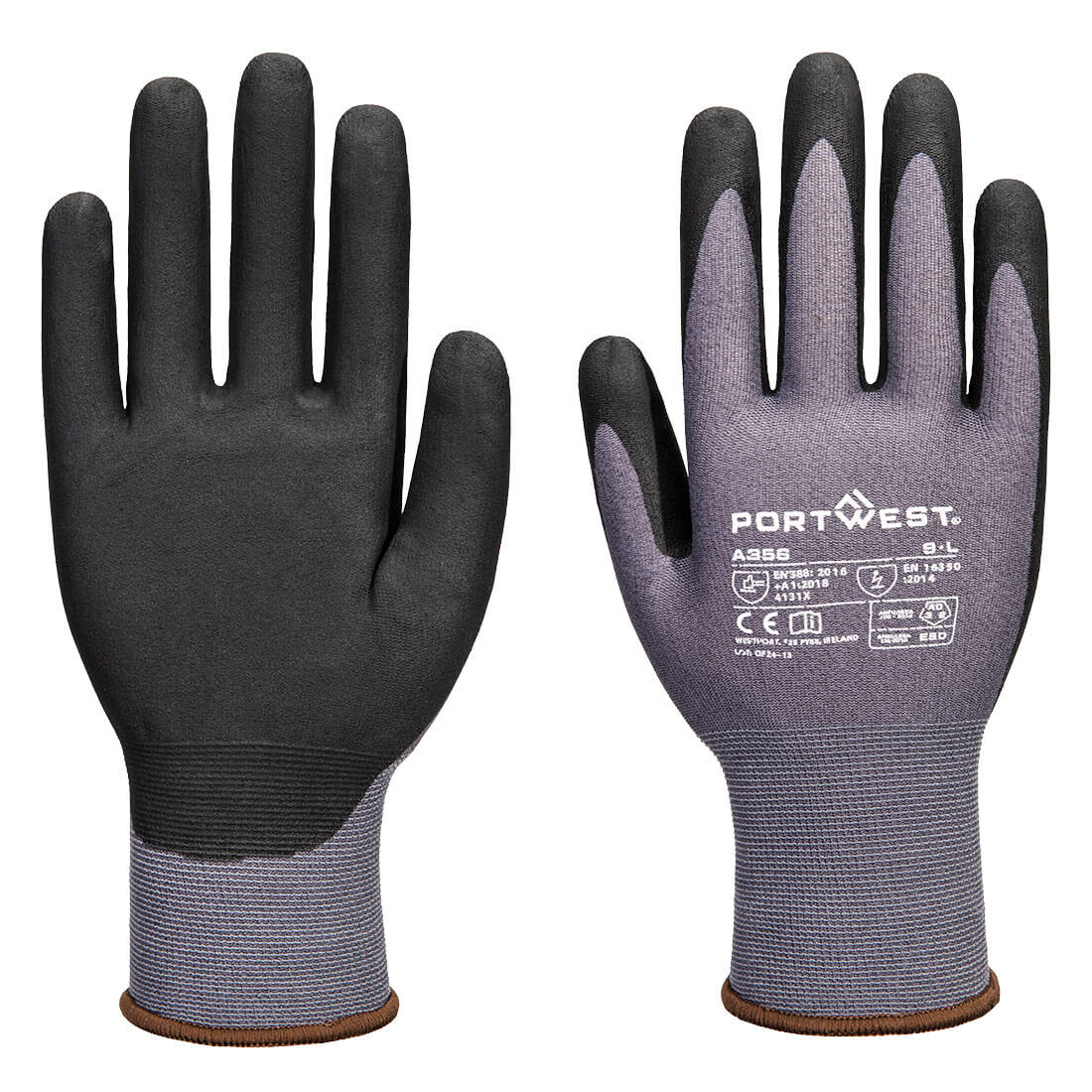 Portwest ESD 15 Nitrile Essential Glove - Grey/Black - A356G8R