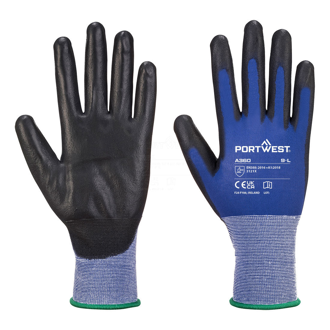Portwest Grip 18 PU Glove - Blue/Black - A360B8R