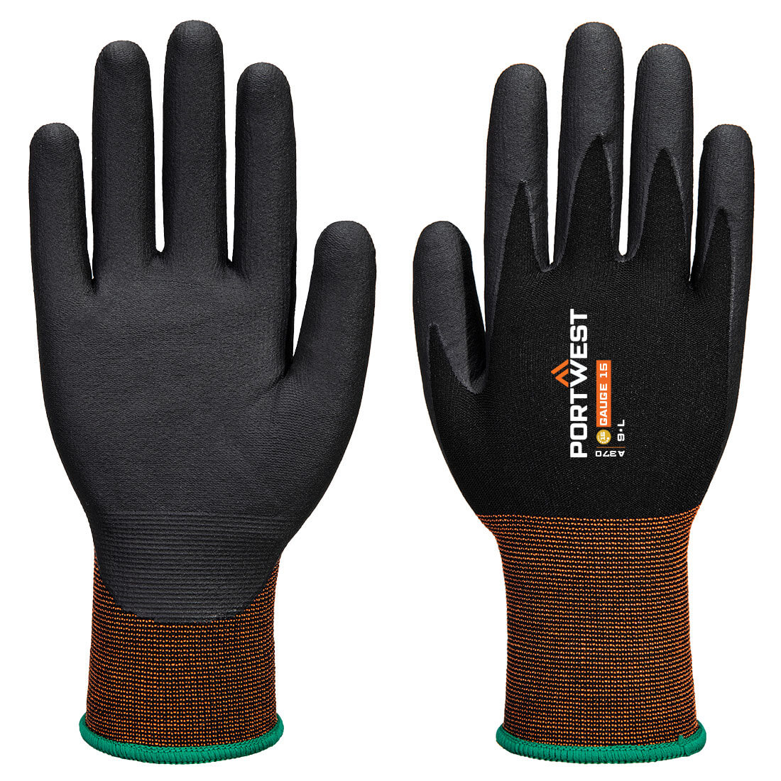 Portwest GP Grip 15 Nitrile Micro Foam Glove - Black - A370K8R