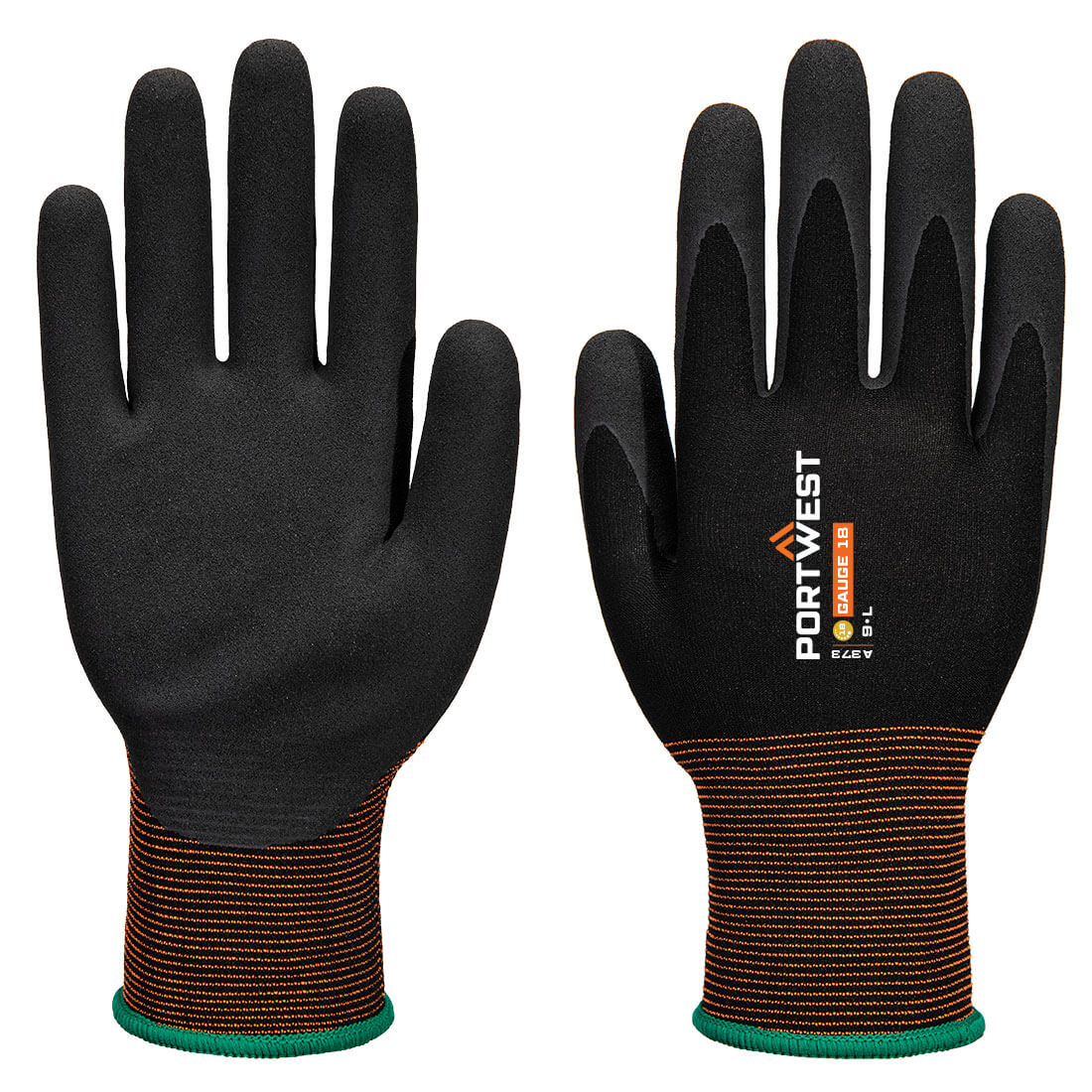 Portwest GP Grip 18 Latex Sandy Glove - Black - A373K8R