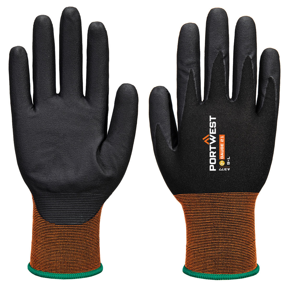 Portwest GP Grip 21 Nitrile Micro Foam Glove - Black - A377K8R
