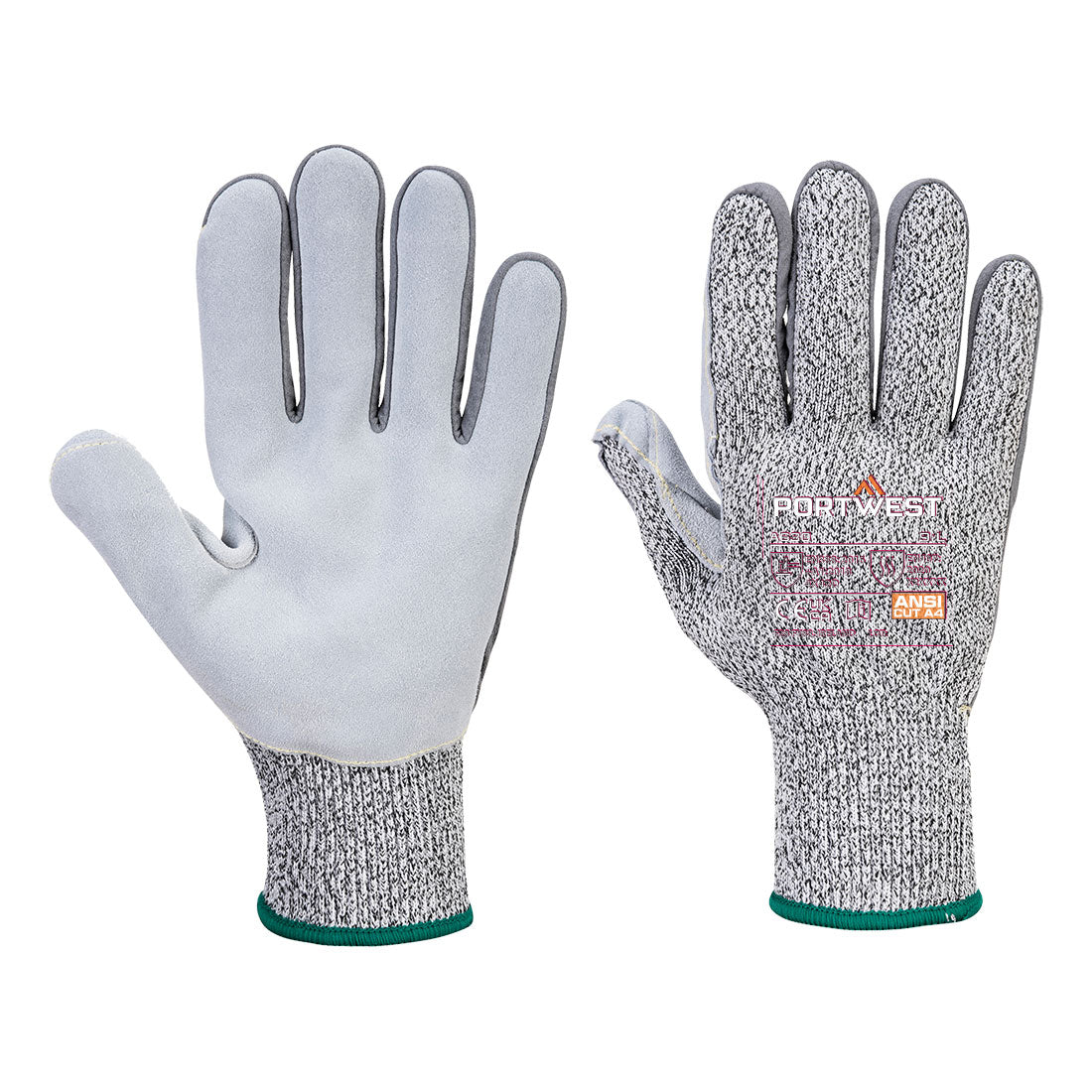 Portwest Cut D13 Leather Palm Glove - Grey - A630G7R