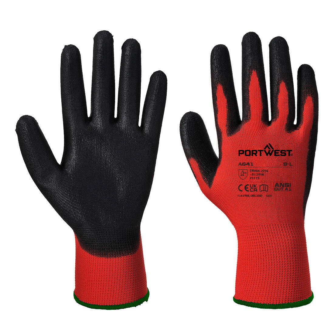 Portwest Grip 13 PU Glove - Red/Black - A641R8R