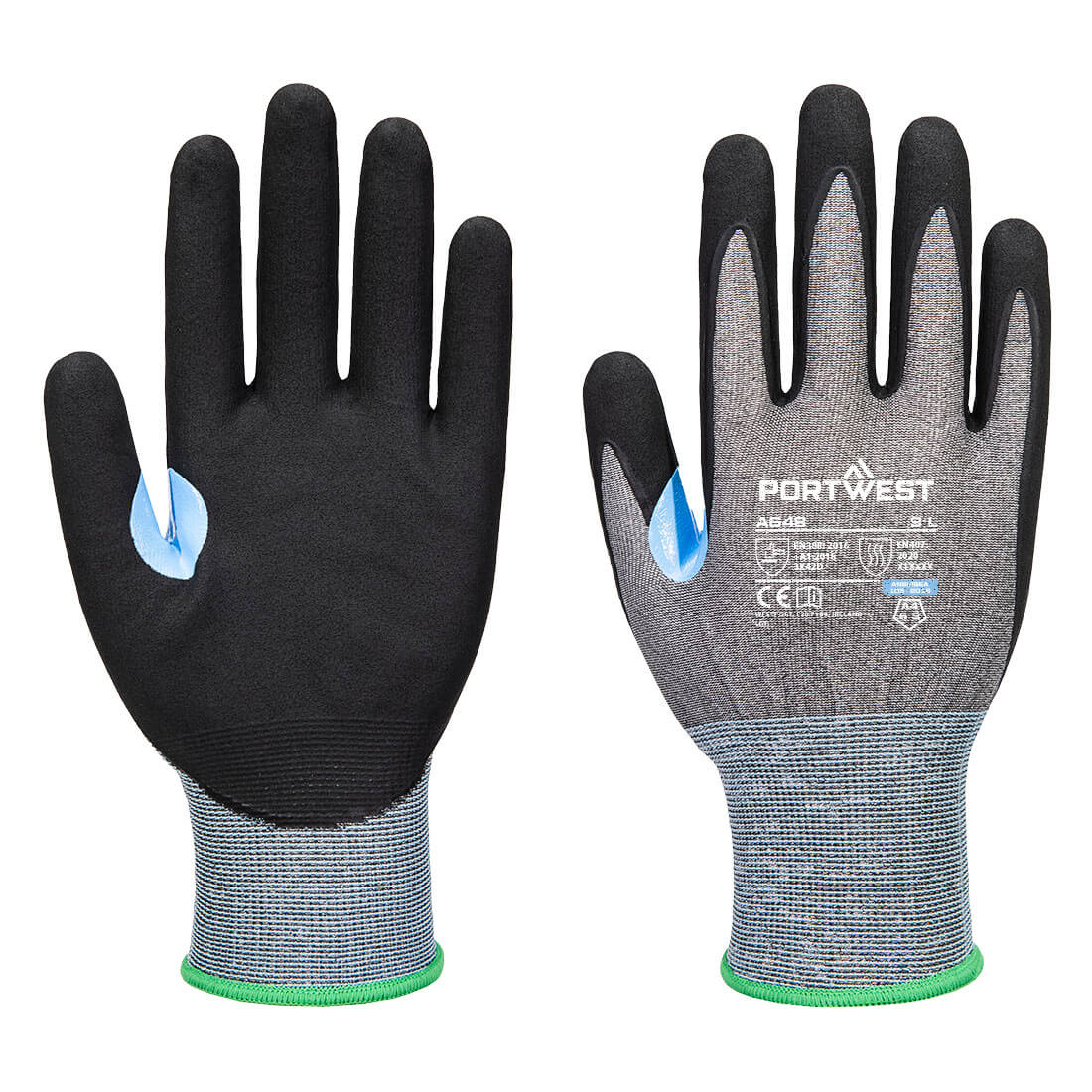 Portwest CS Cut D21 Nitrile Glove - Grey/Black - A648G8R
