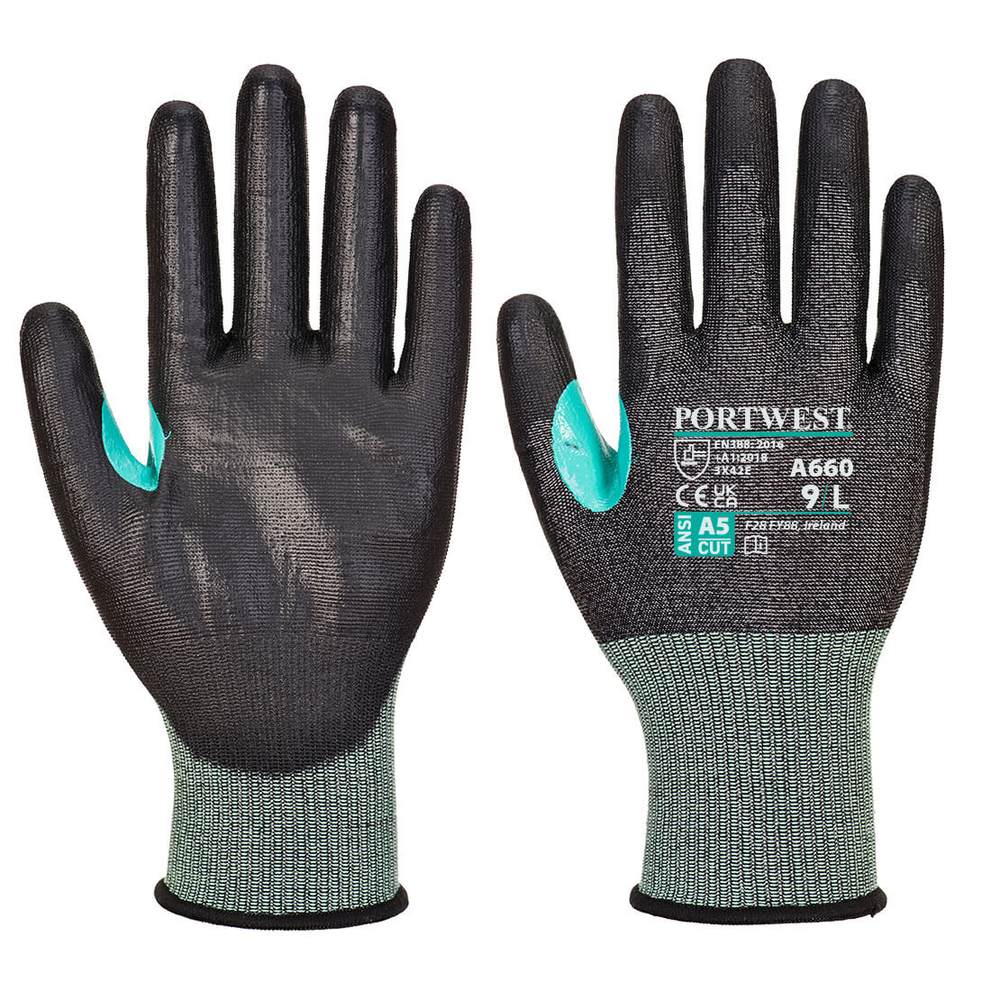 Portwest CS Cut E18 PU Glove - Black - A660K8R