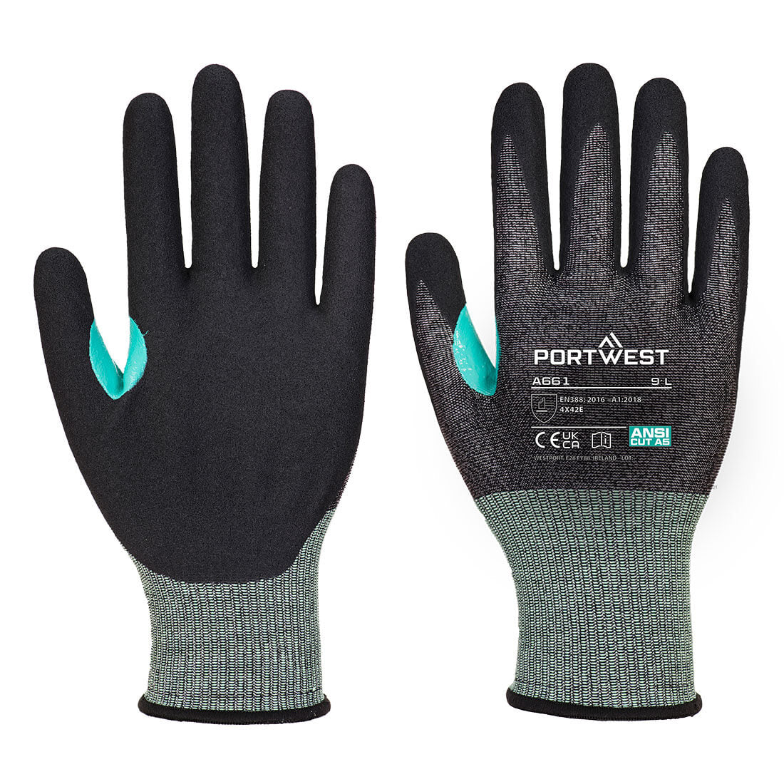 Portwest CS Cut E18 Nitrile Glove - Black - A661K8R
