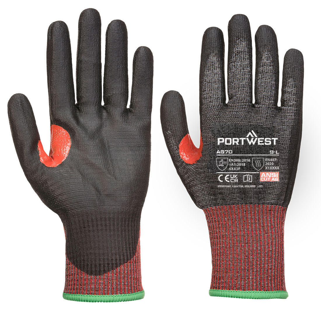 Portwest CS Cut F13 PU Glove - Black - A670K8R