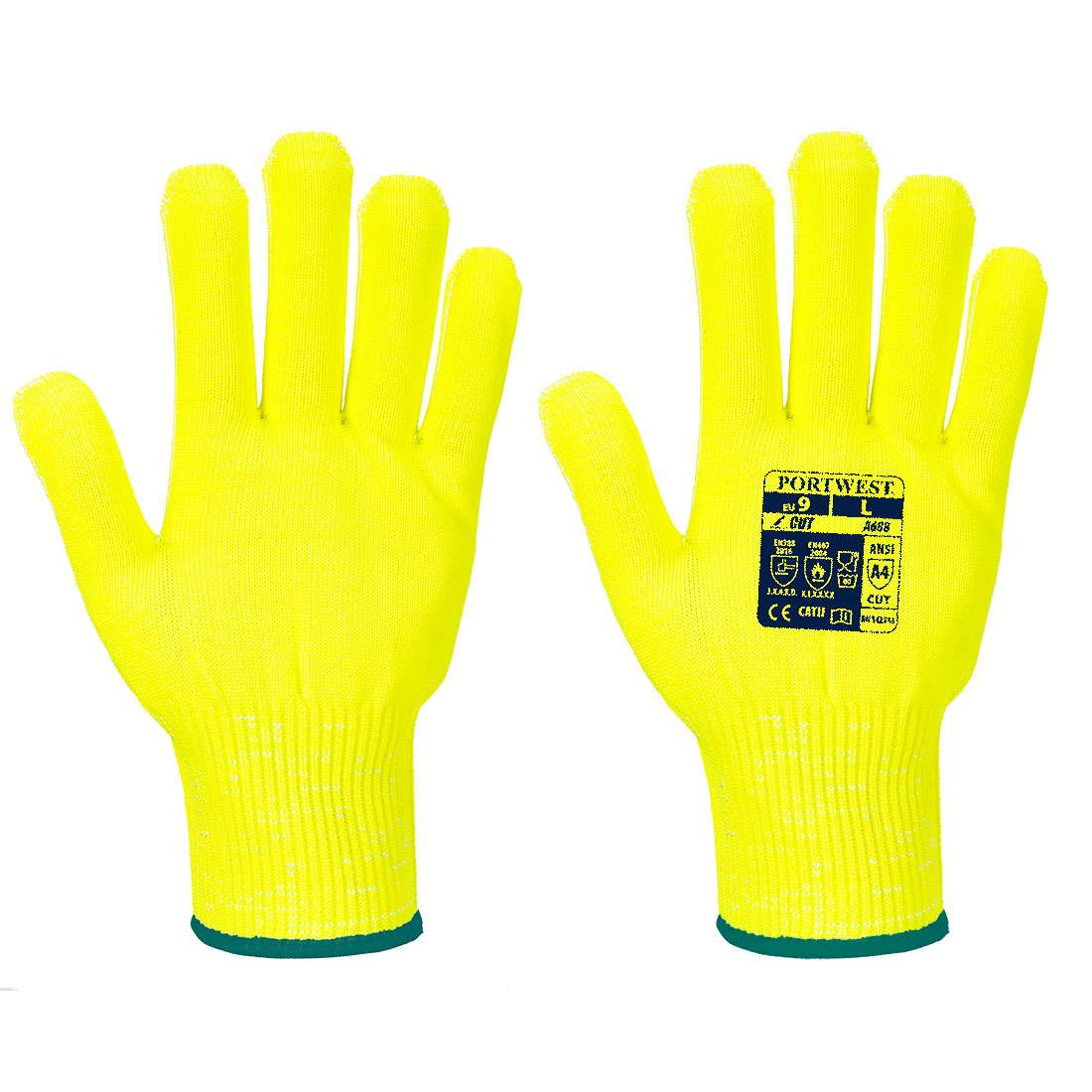 Portwest Cut D13 Viz-Tex Liner Glove - Yellow - A688YER