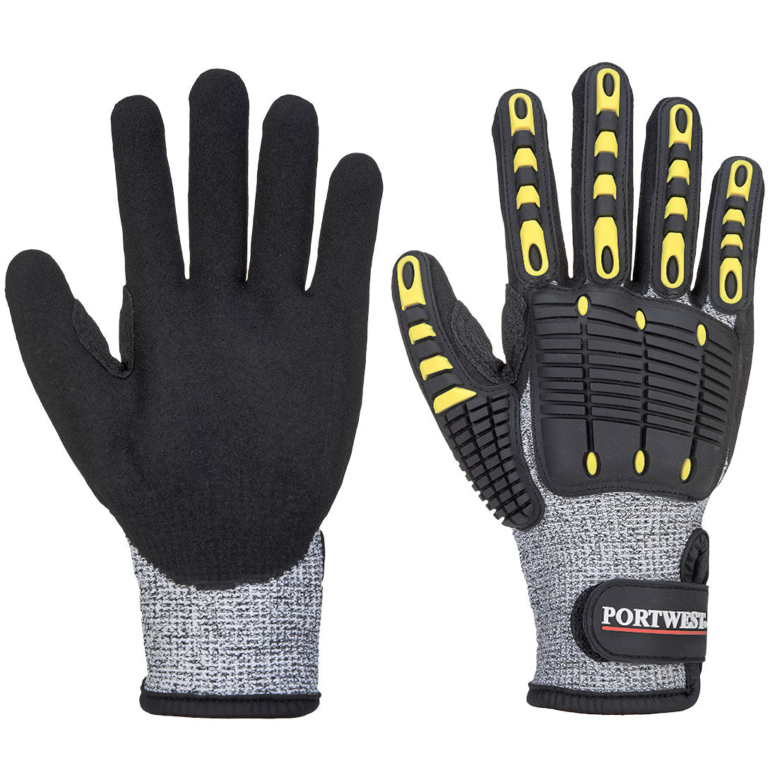 Portwest Impact C13 Nitrile Sandy Reinforced Palm Glove - Grey/Black - A722G8R