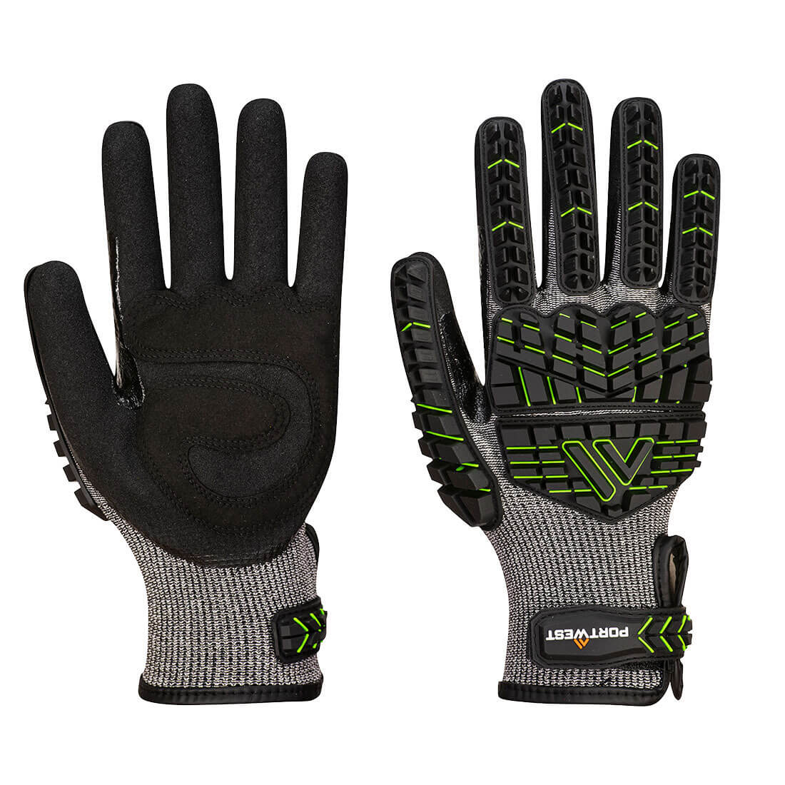 Portwest Impact F15 Nitrile Foam Reinforced G Palm Glove - Black/Green - A755K3R