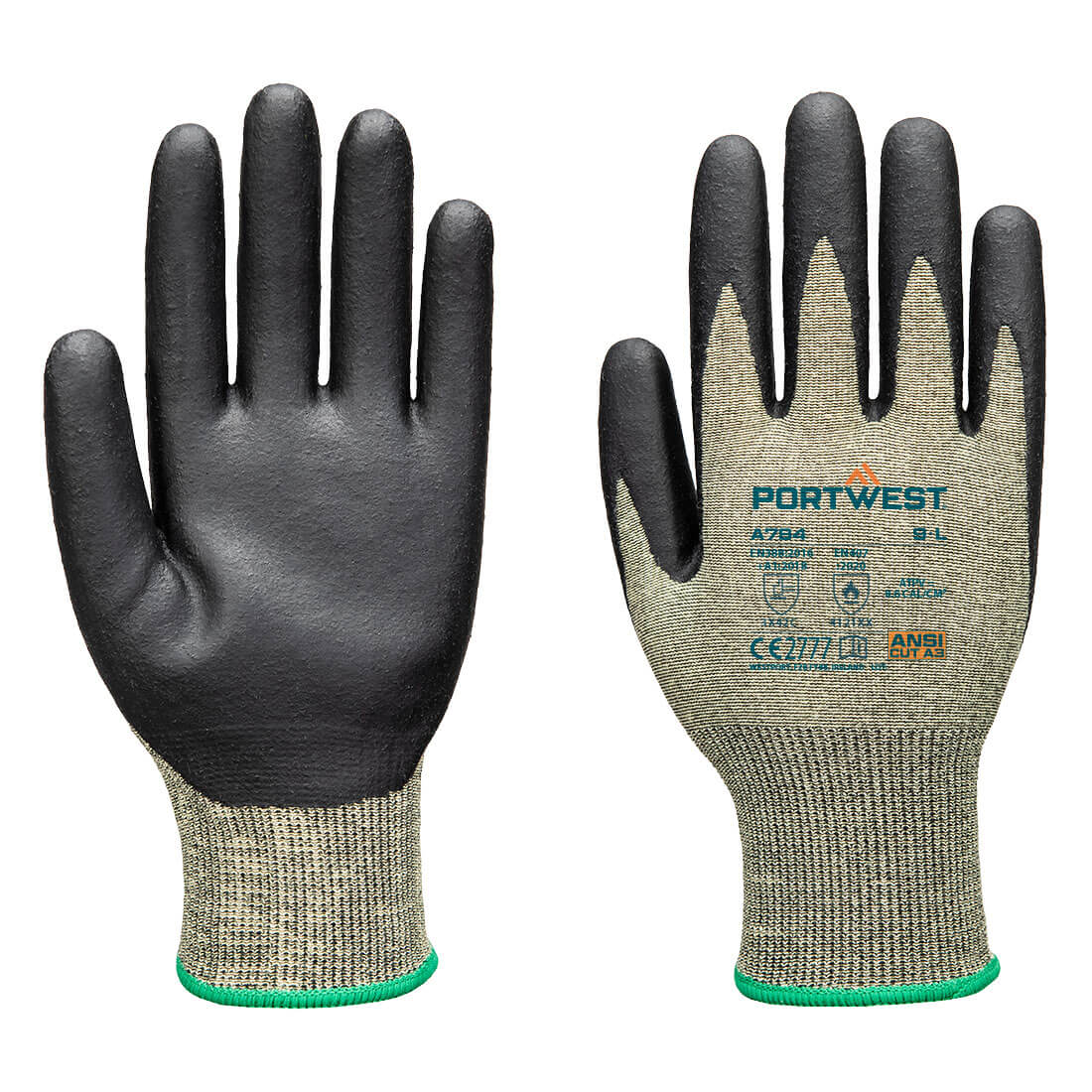 Portwest Arc Cut C18 Level 2 Glove - Green/Black - A784E8R