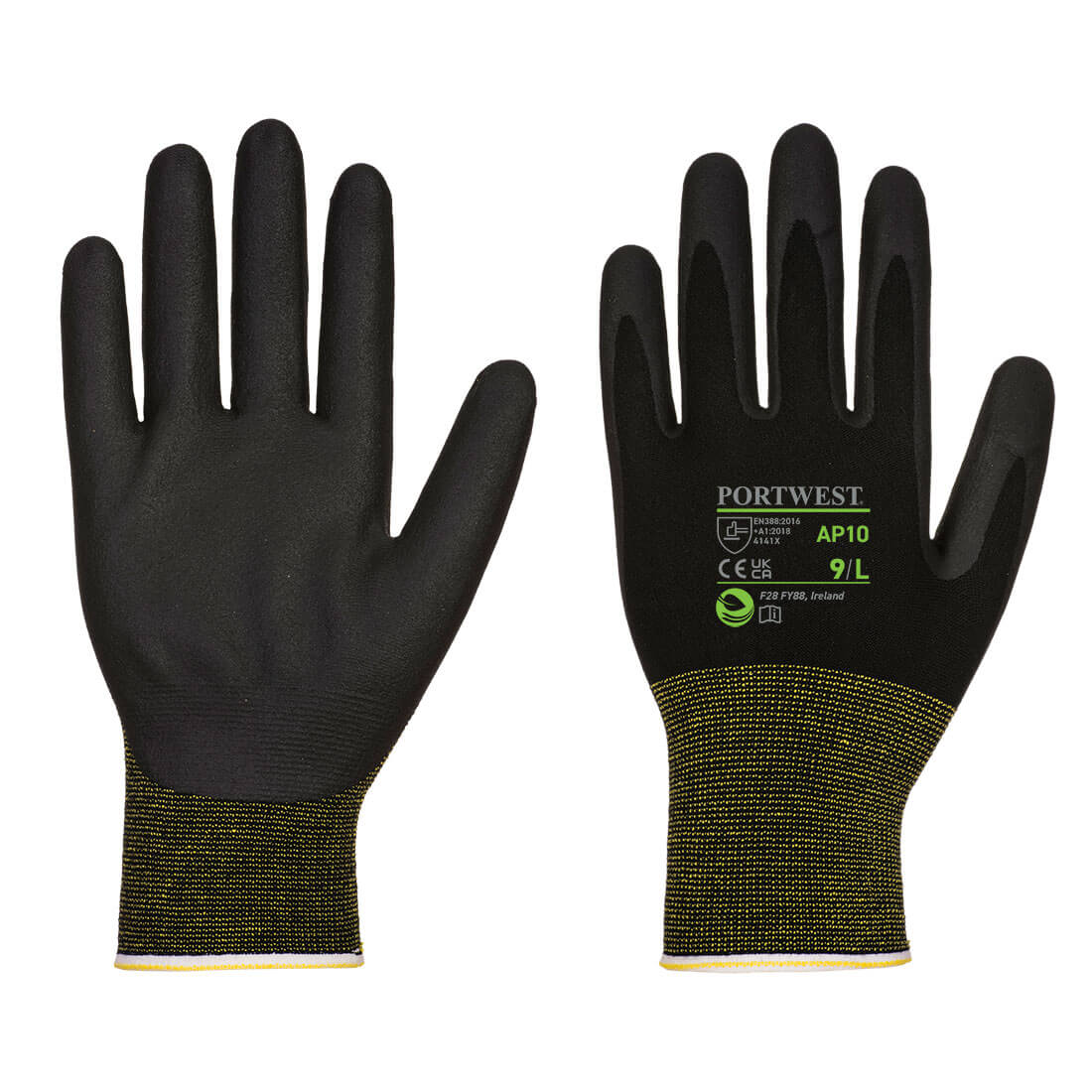 Portwest Grip 15 Foam Nitrile Bamboo Glove - Black - AP10K8R