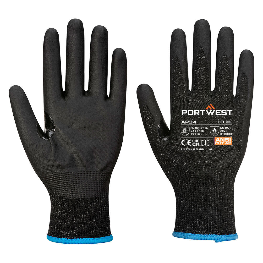 Portwest LR15 Nitrile Foam Touchscreen Glove - Black - AP34K8R