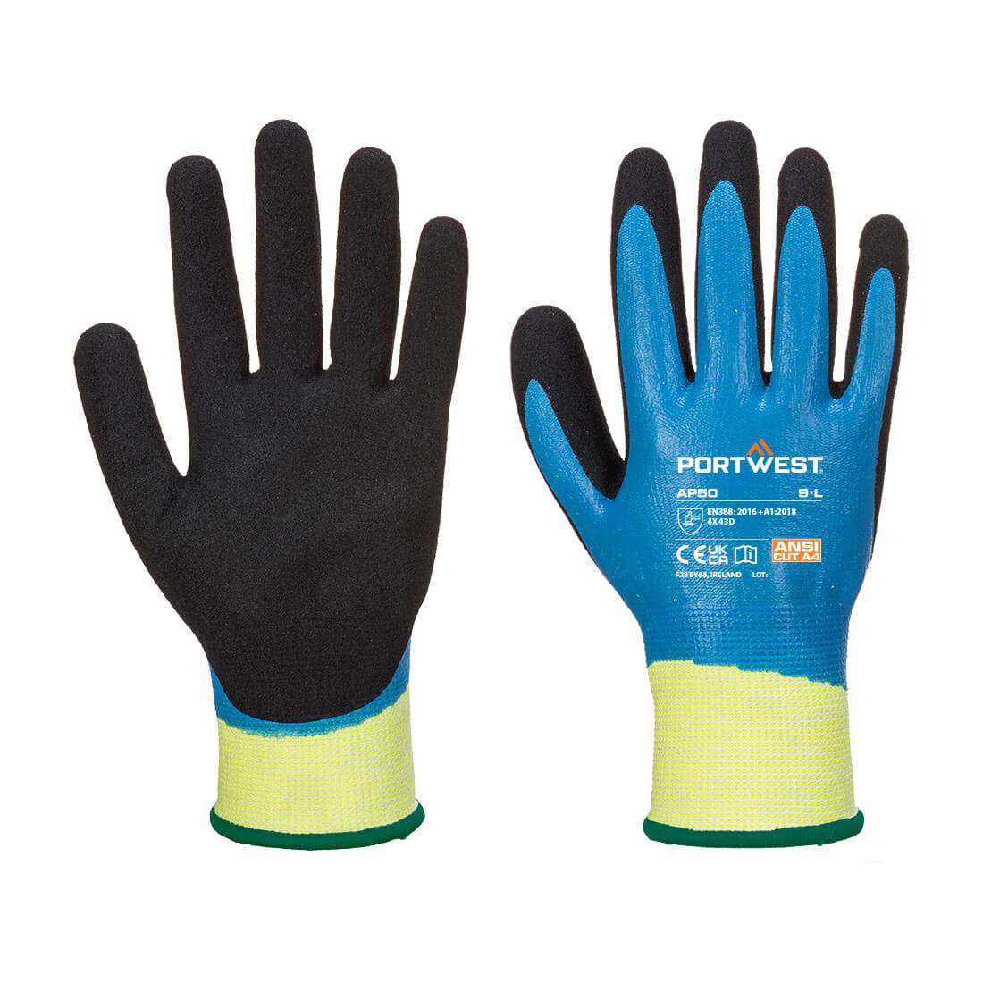 Portwest Cut D13 Nitrile Aqua Glove - Blue/Black - AP50B8R