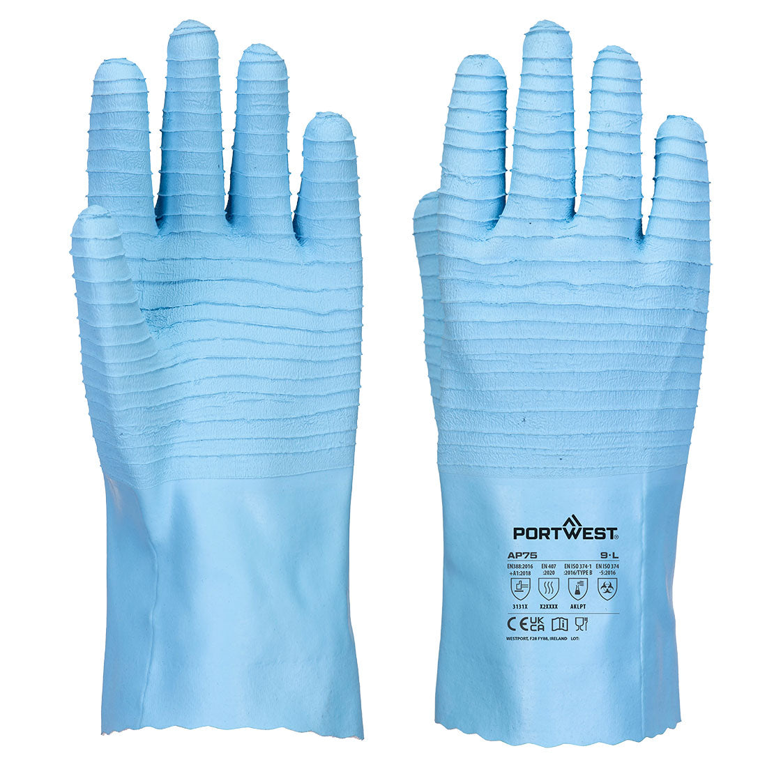 Portwest FD Chemical B Latex Gauntlet - Blue - AP75BLU