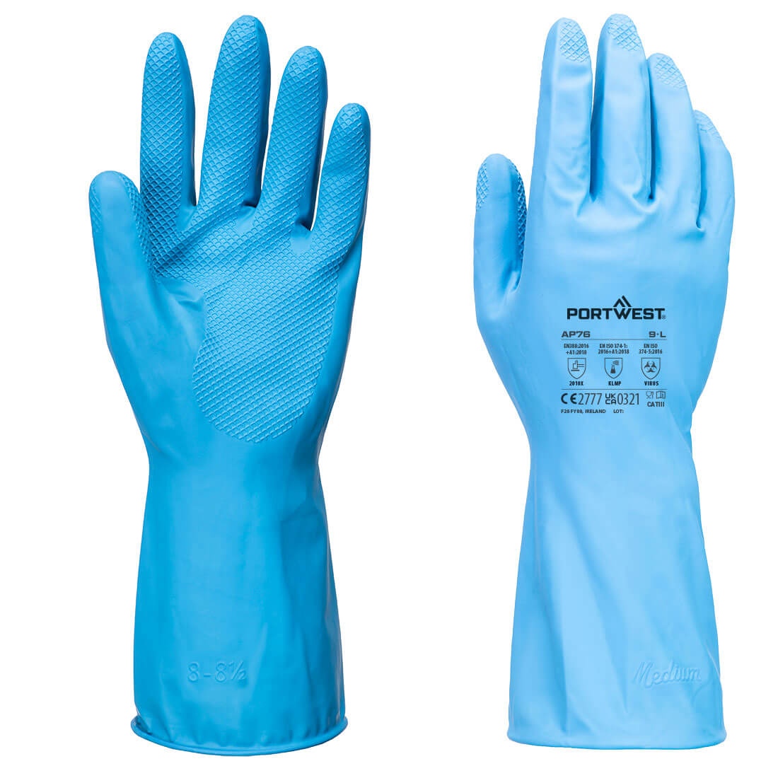 Portwest FD Chemical B Latex Light Gauntlet - Blue - AP76BLU