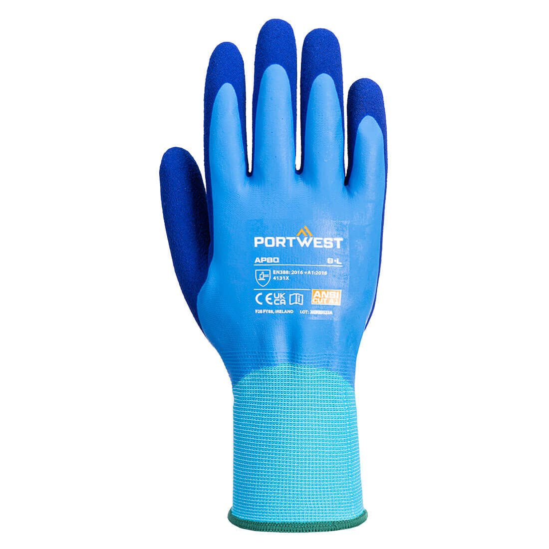 Portwest Grip 13 Latex Foam Aqua Glove  - Blue - AP80B4R