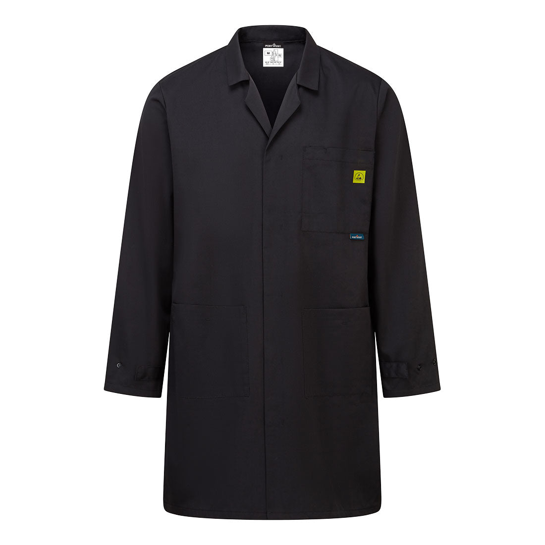 Portwest Anti-Static ESD Coat - Black - AS10BKR
