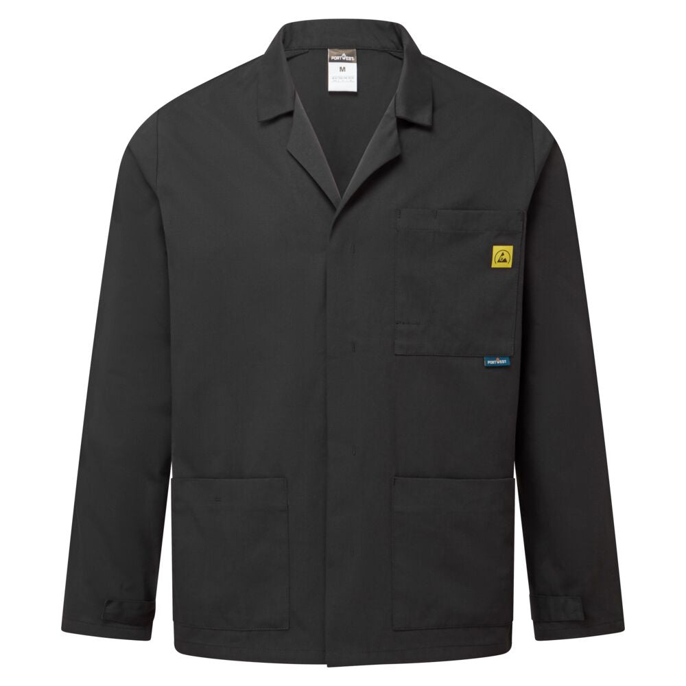 Portwest Anti-Static ESD Lab Jacket - Black - AS18BKR