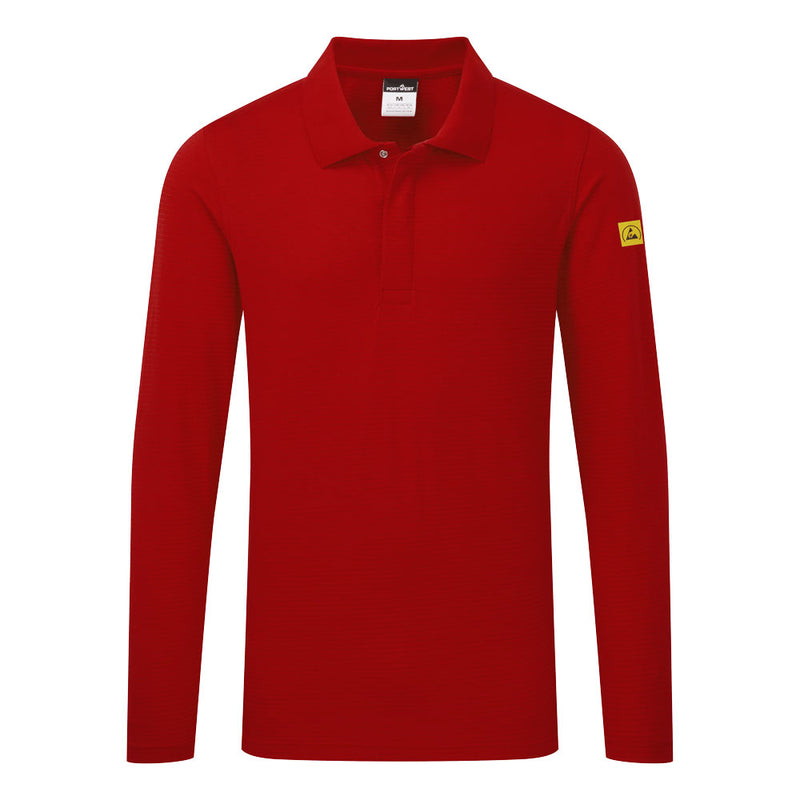 Portwest Anti-Static ESD Polo Shirt L/S - Deep Red - AS23DRR