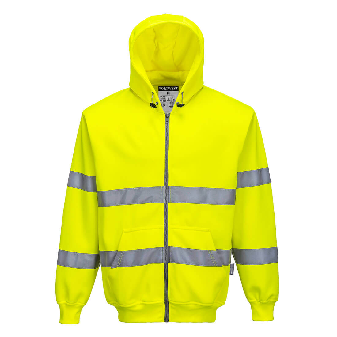 Portwest Hi-Vis Zipped Hoodie - Yellow - B305YER