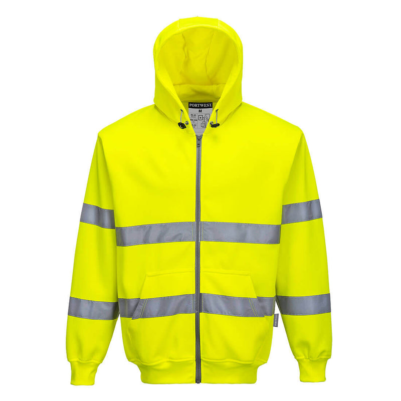 Portwest Hi-Vis Zipped Hoodie - Yellow - B305YER