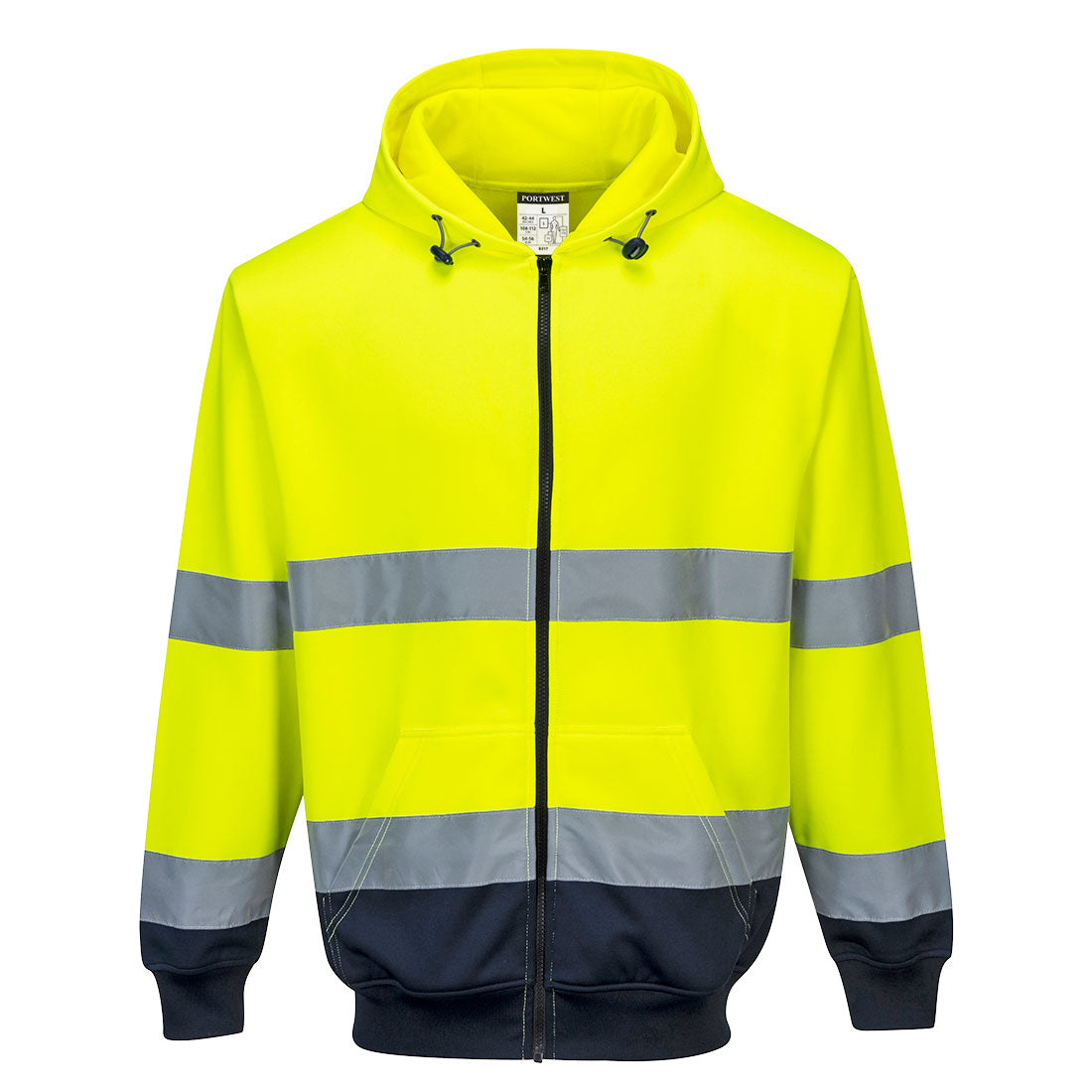 Portwest Hi-Vis Contrast Zipped Hoodie - Yellow/Navy - B317YNR