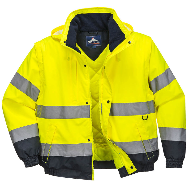 Portwest Hi-Vis 2-in-1 Contrast Bomber Jacket  - C468