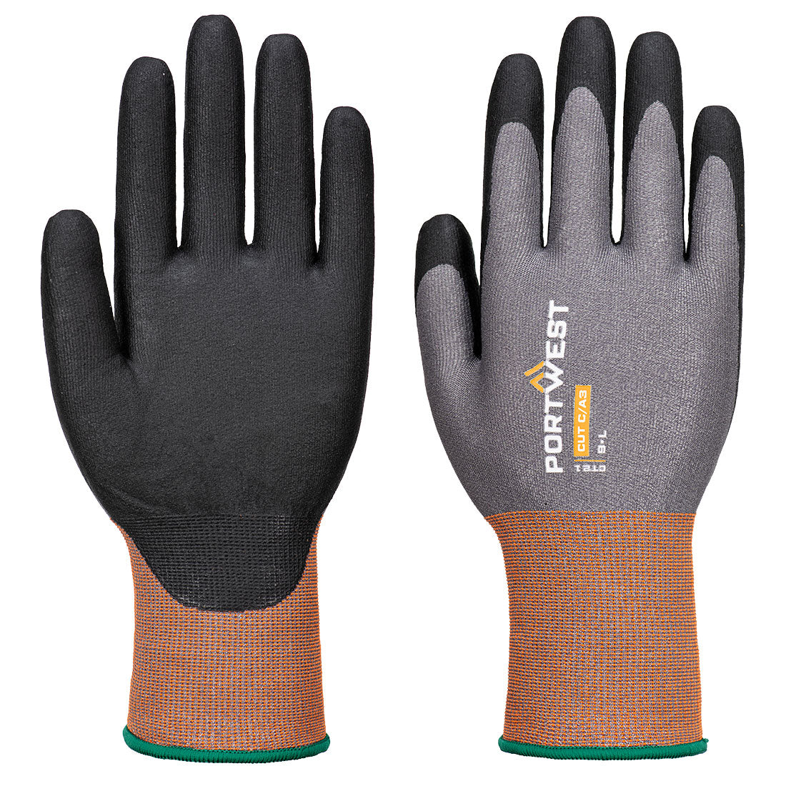 Portwest CT Cut C21 Nitrile Glove - Grey/Black - CT21G8R