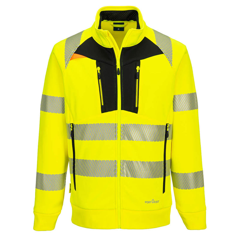 Portwest DX4 Hi-Vis Funnel Neck Zipped Sweatshirt - DX477