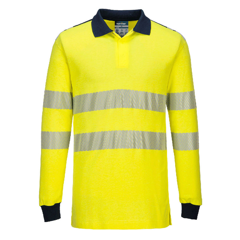 Portwest PW3 Modaflame Knit Hi-Vis FR Long Sleeve Polo Shirt - FR702