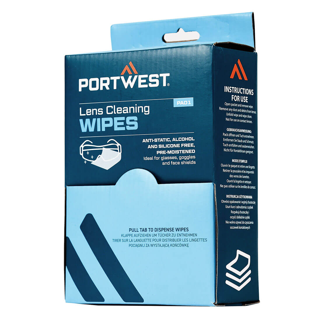 Portwest Lens Cleaning Wipes (100 towelettes) - White - PA01WHR