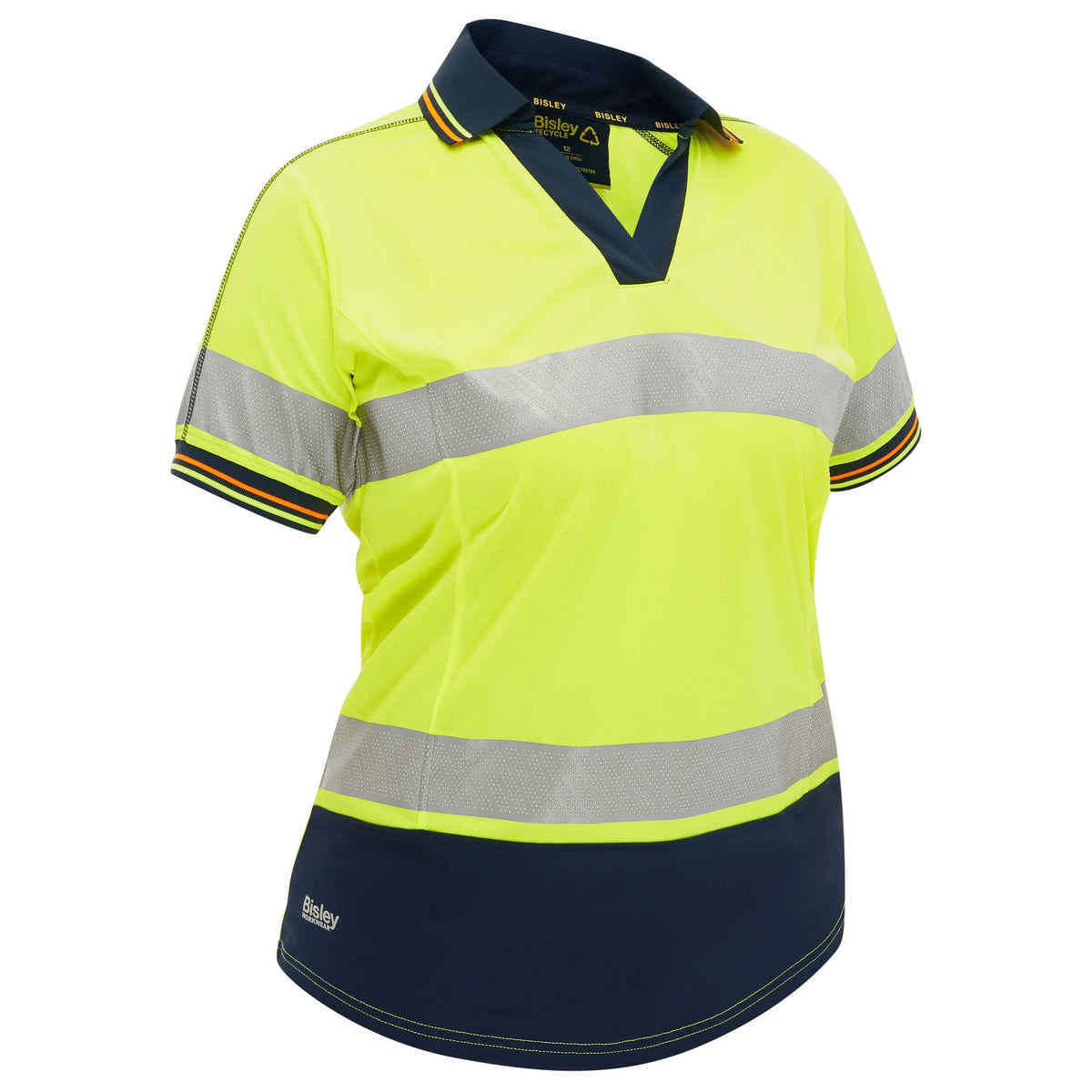 Bisley WOMENS TAPED TWO TONE HI VIS POLO SHIRT S/SLEEVE