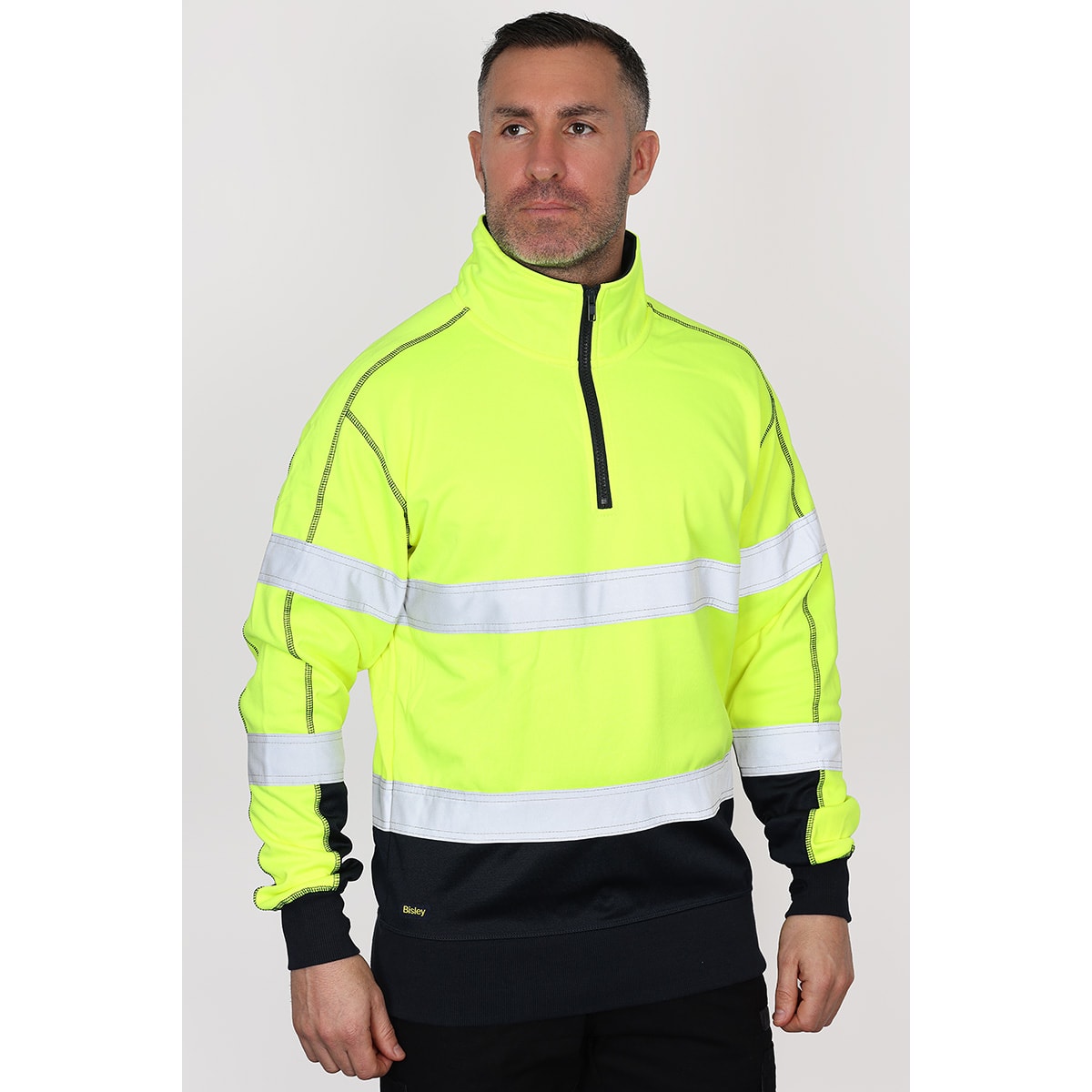 Bisley Taped Hi-Vis 1/4 Zip Fleece Pullover With Sherpa Lining