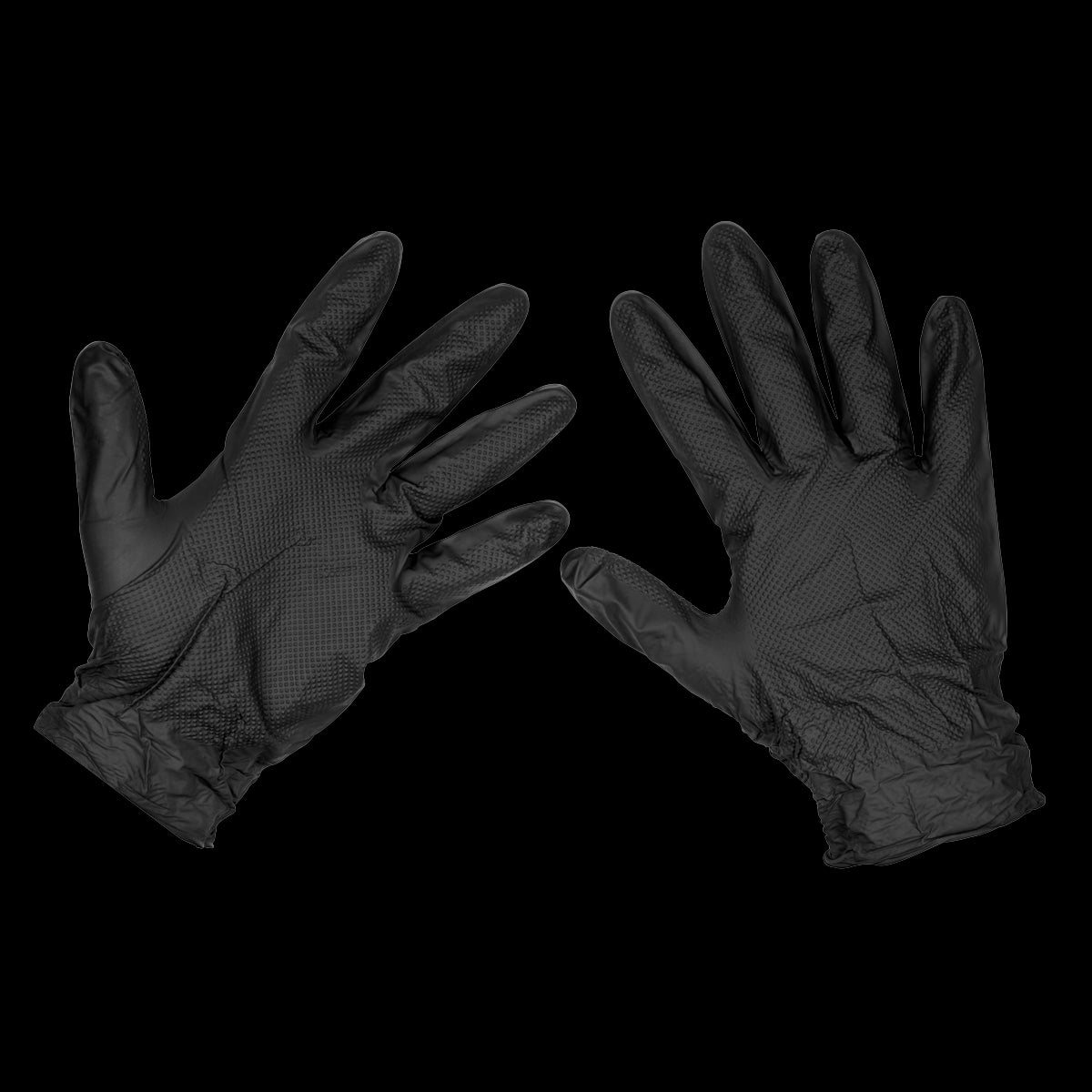 Sealey SSP57L Black Diamond Grip Extra-Thick Nitrile Powder-Free Gloves Large - Pack of 50
