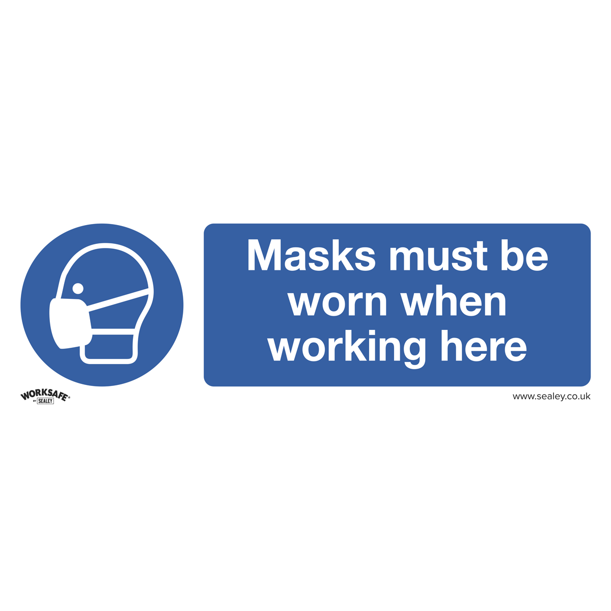 Sealey SS57P1 Mandatory Safety Sign - Masks Must Be Worn - Rigid Plastic