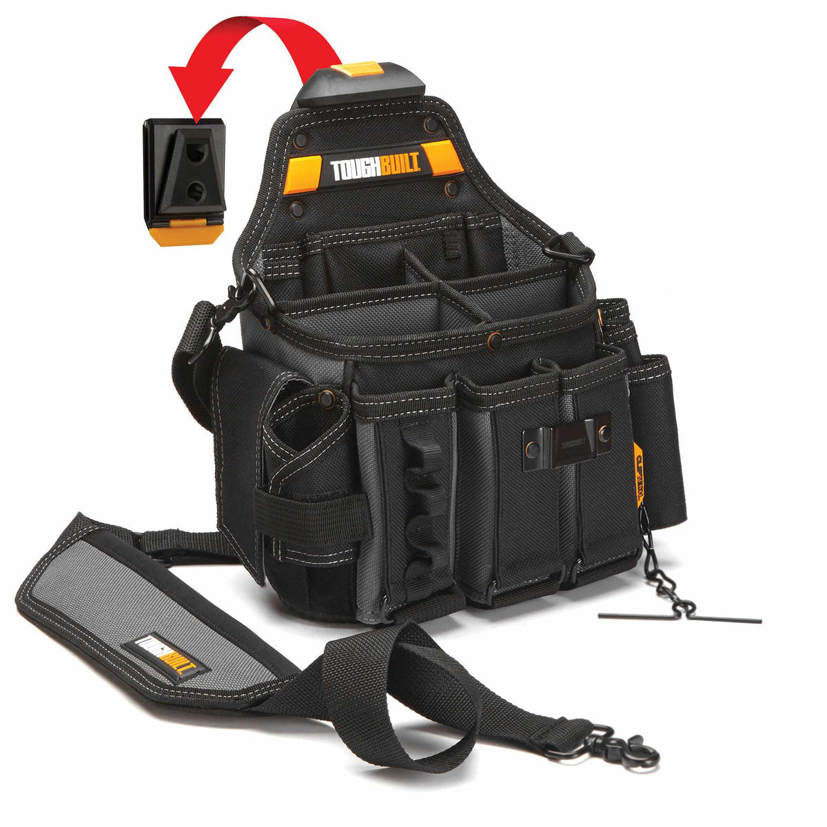 TOUGHBUILT TB-CT-114 JOURNEYMAN ELECTRICIANS POUCH WITH SHOULDER STRAP; CLIPTECH SYSTEM