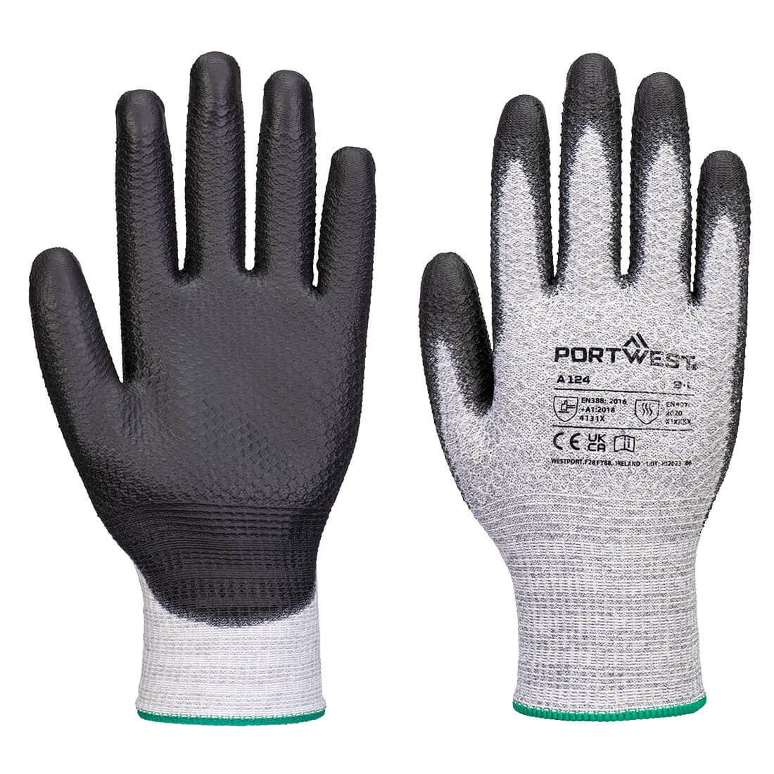 Portwest Grip 13 PU Diamond Knit Glove - Grey/Black - A124G8R