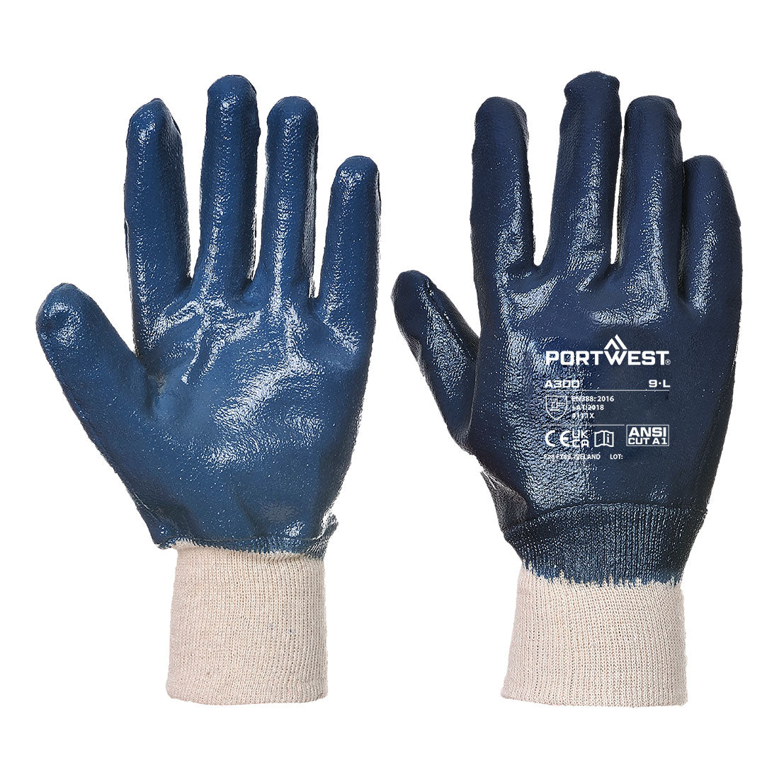Portwest Grip 12 Nitrile Full Dipped Knitwrist Glove  - Navy - A300NAR