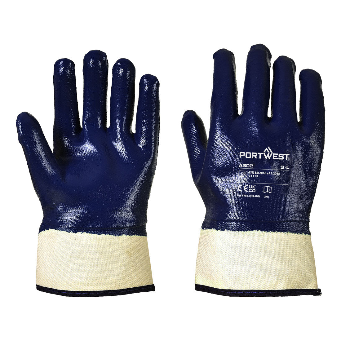 Portwest Grip Nitrile Fully Dipped Safety Cuff - Navy - A302NAR