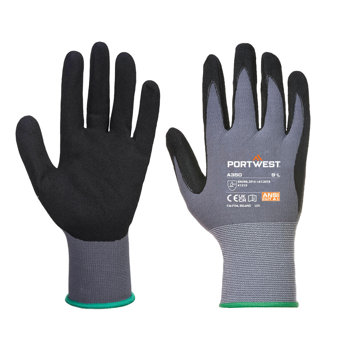 Portwest Grip 15 Nitrile Sandy Glove  - Black - A350BKR