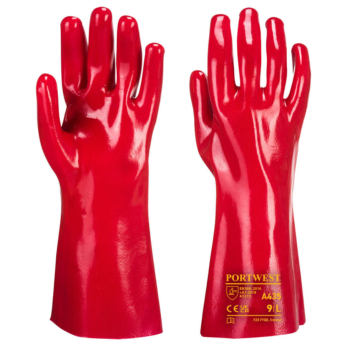 Portwest Grip 12 PVC Gauntlet 35cm - Red - A435RER