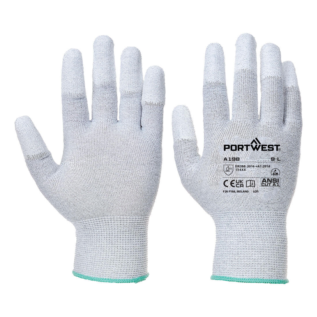 Portwest ESD 13 PU Fingertip Essential Multipack (Pk12) - Grey - AB198GRR