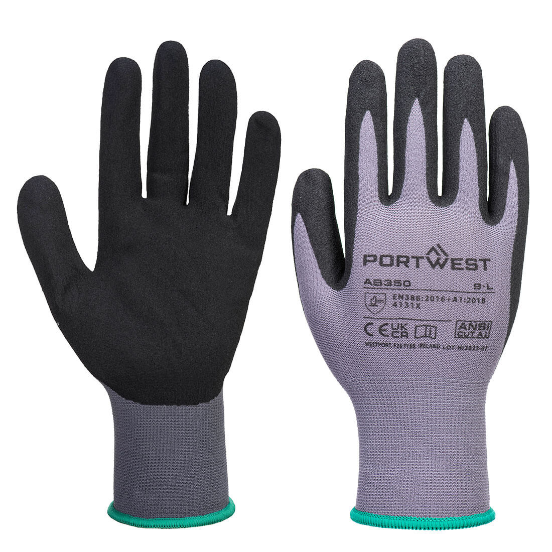 Portwest Grip 15 Nitrile Sandy Essential Multipack (Pk12) - Grey/Black - AB350G8R
