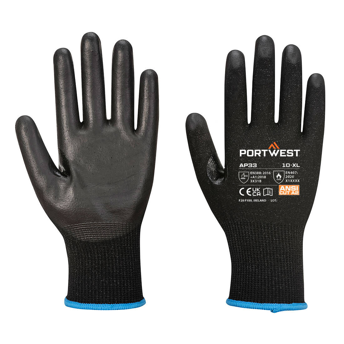 Portwest LR15 PU Touchscreen Glove - Black - AP33K8R